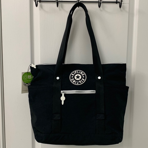 Kipling Handbags - Kipling Black Tote with White Kipling Rubber Logo